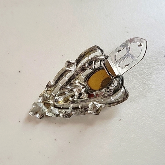 Vintage Antique Red Stone and Rhinestone Shoe Clip - Picture 5 of 5